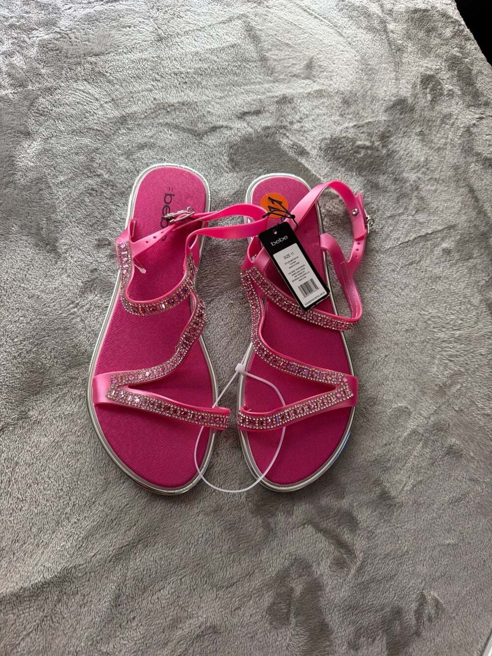 Bebe Fuchsia Rhinestone Jelly Sandals Women's Size 11
